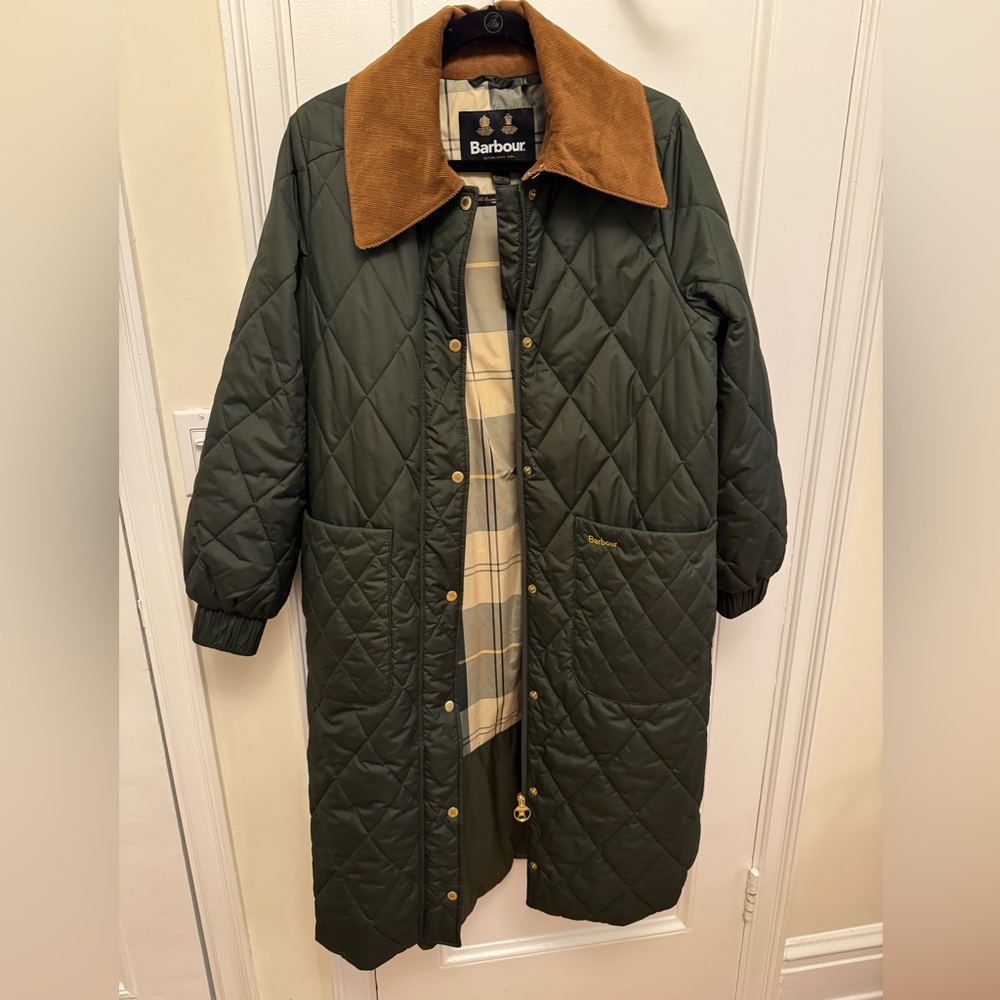 Barbour quilted long jacket